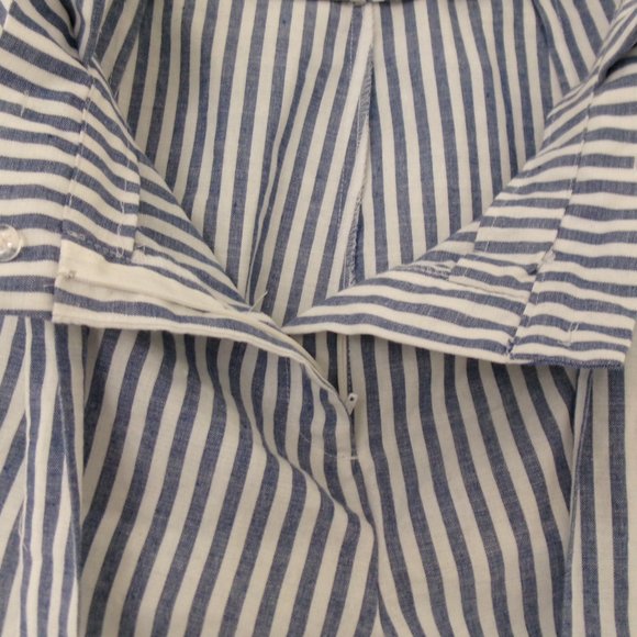 New Love Tree Chambray High Rise Paper Bag Shorts w/ Pockets L Large Blue White - Picture 6 of 9